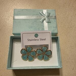 🌸 STATEMENT TURQUOISE FLOWER EARRINGS! 90s/Y2K Vibe 🌸 Perfect Gift!🎁